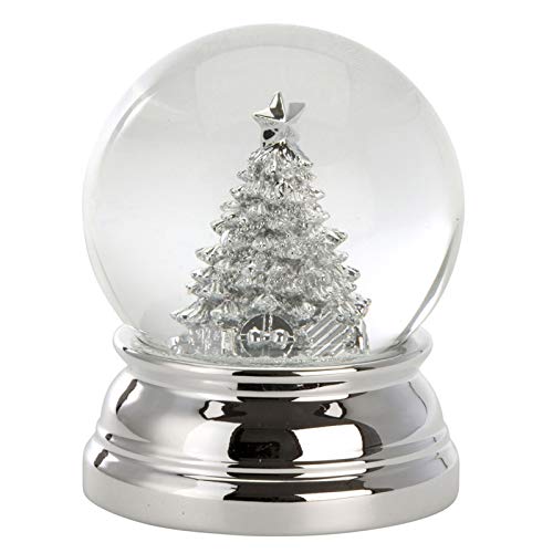 H.Bauer jun. kleine versilberte Glas Schneekugel mit Tannenbaum Ø 8 cm - Winter-Weihnachts-Deko