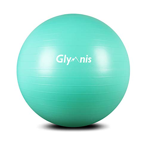 Glymnis rutschfester Gymnastikball mit maximaler Belastung von 300 kg,Pumpe für Pilates,Yoga und Fitness 75cm Minzgrün