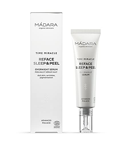 MÁDARA Organic Skincare | Time Miracle Reface Sleep & Peel Overnight Serum - 30 ml, Mit Lactobionsäure und Nordbirkenwasser, Sanft peelend, Aufhellend, Glättend, Ecocert-zertifiziert