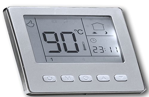 SM-PC®, Raumthermostat Thermostat programmierbar Digital silber farbiger Rahmen #841