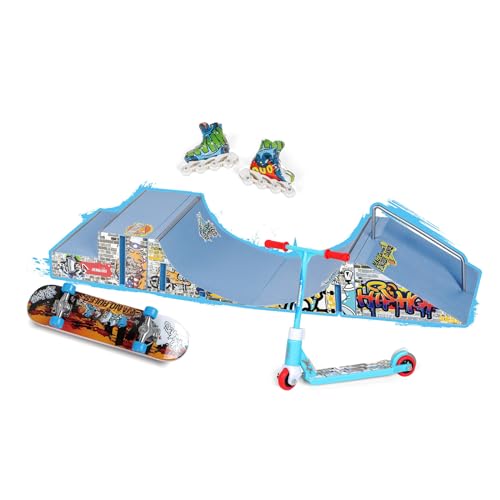 xbiez Fingerboard Skate Park Rampe Deck Und Fingerspielzeug 7-teiliges Set Board Finger Skates Scooter Für Skateboard Training Fingerboard Skatepark Set Kits