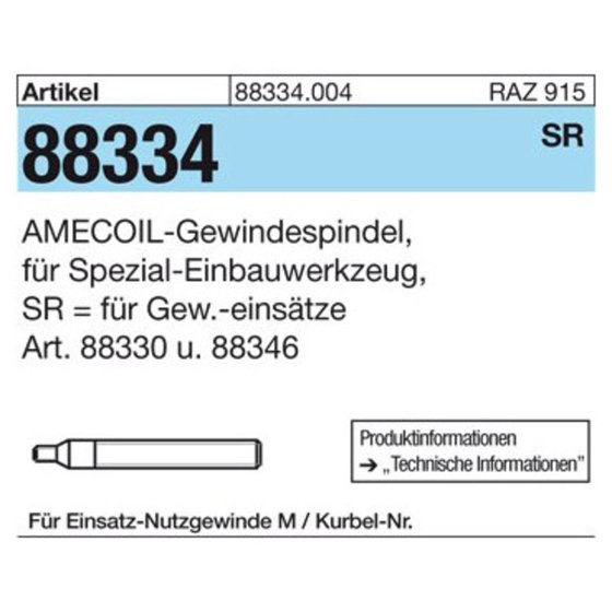 AMECOIL-Gewindespindel ART 88334 M 5 für Spezial-Einbauwerkzeug SR S