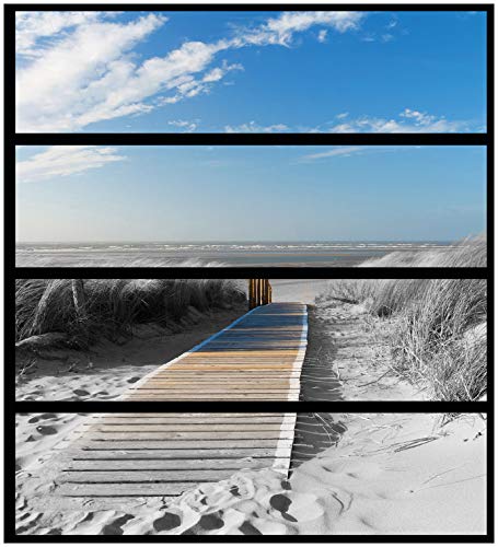 Wallario Möbelfolie/Aufkleber, geeignet für IKEA Malm Kommode mit 4 Schubfächern - Klebefolie Auf dem Holzweg zum Strand in schwarz-weiß Optik