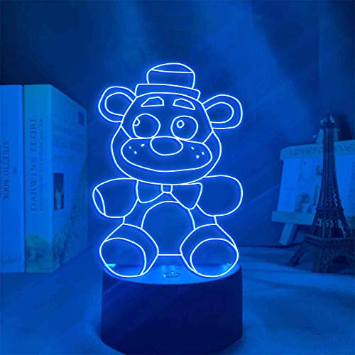 FNAF 3D-Illusion Lampe, FNAF Fünf Nächte Bären-Nachtlicht mit Fernbedienung, Touch 7 Farbwechsel-Schreibtischlampen, Kinderzimmer-Dekoration, für Kleinkinder