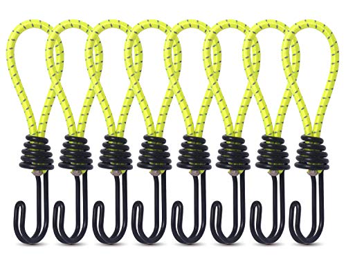 8 Spanngummi mit Haken Stück Zelt Elastic Rope Schnallenhaken Spiralhaken für Werbebanner (yellow)