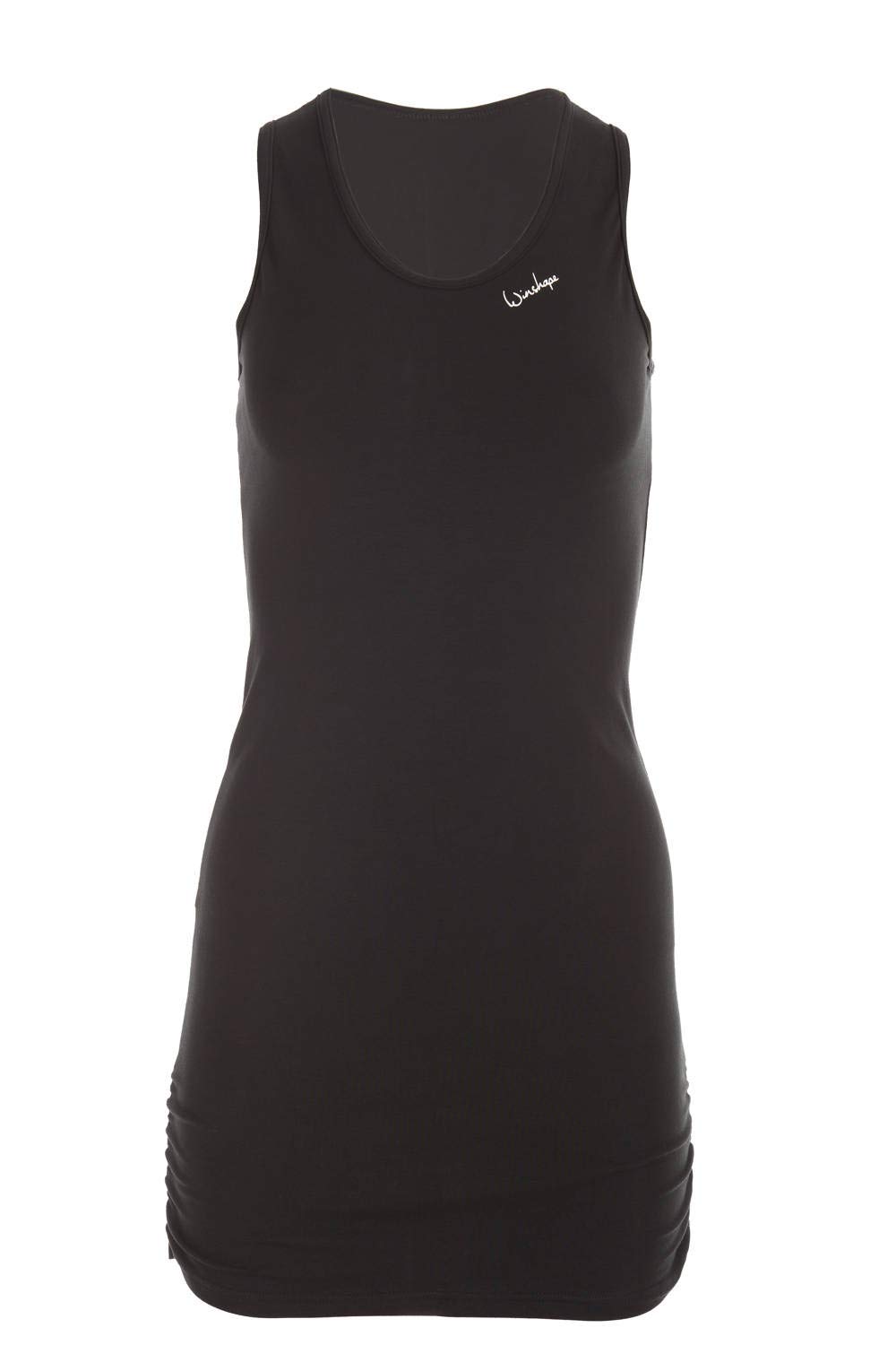 Winshape Damen Fitness Freizeit Longtop WTR15 mit seitlicher Raffung, Slim Style, schwarz, S