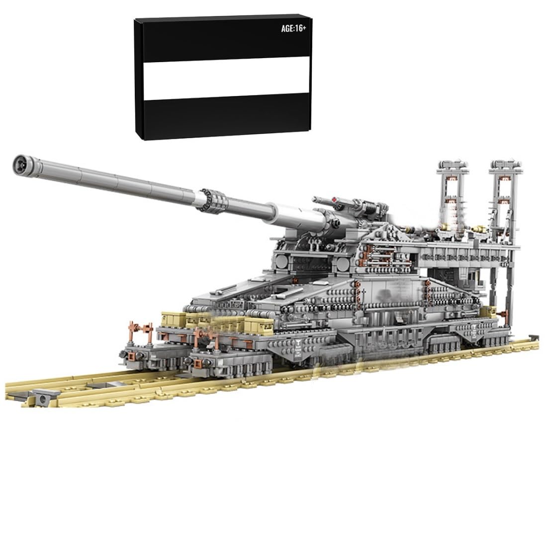 12che 3846 Stücke DIY Dora Cannon Baustein Modell Weltkrieg Modell Panzer Eisenbahn Bausteine für Erwachsene, Kinder