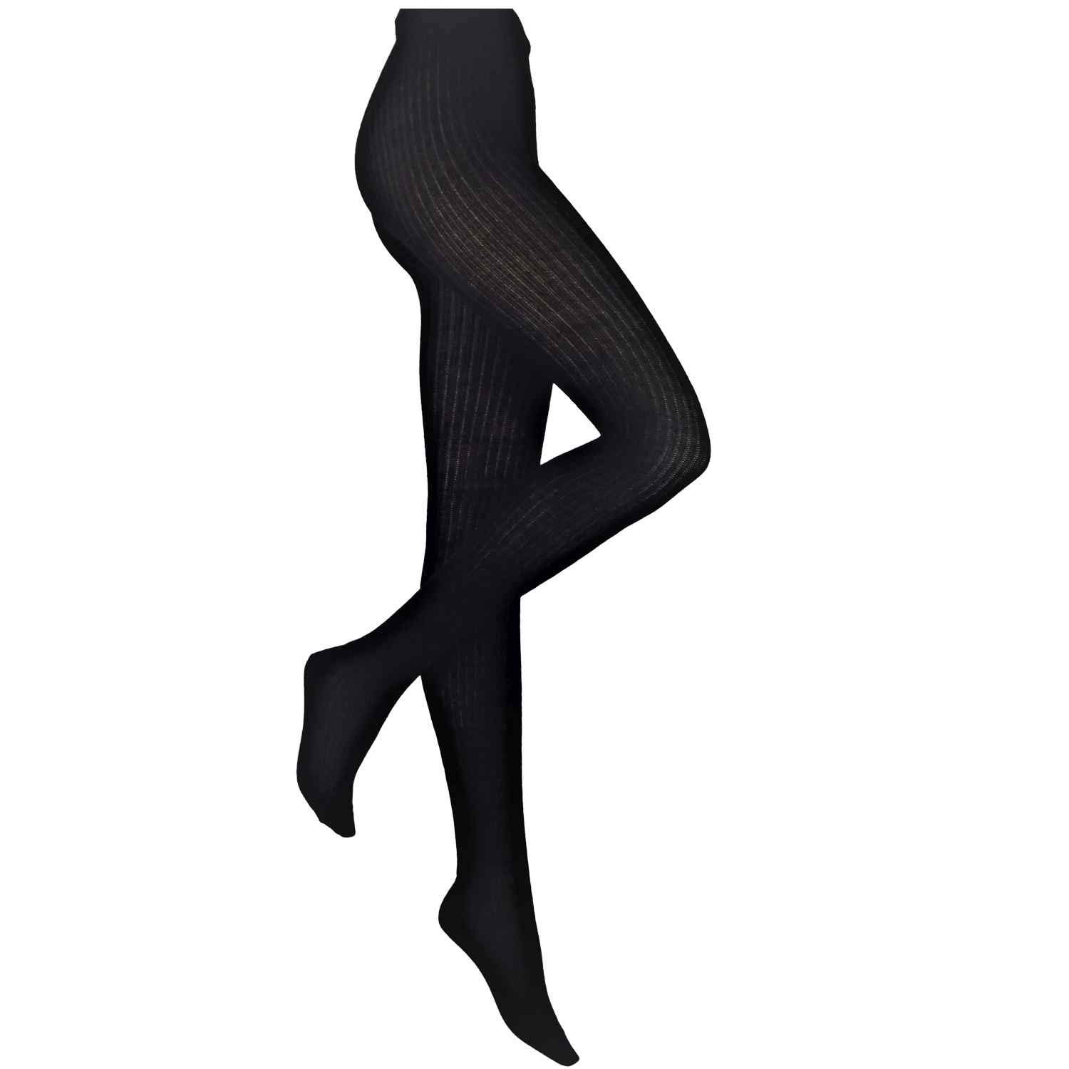 Shimasocks Kuschelig warme & sehr bequeme Damenstrumpfhose - Damen Strumpfhose in 2:1 Rippe, Größe:40/42, Farben 2021:schwarz