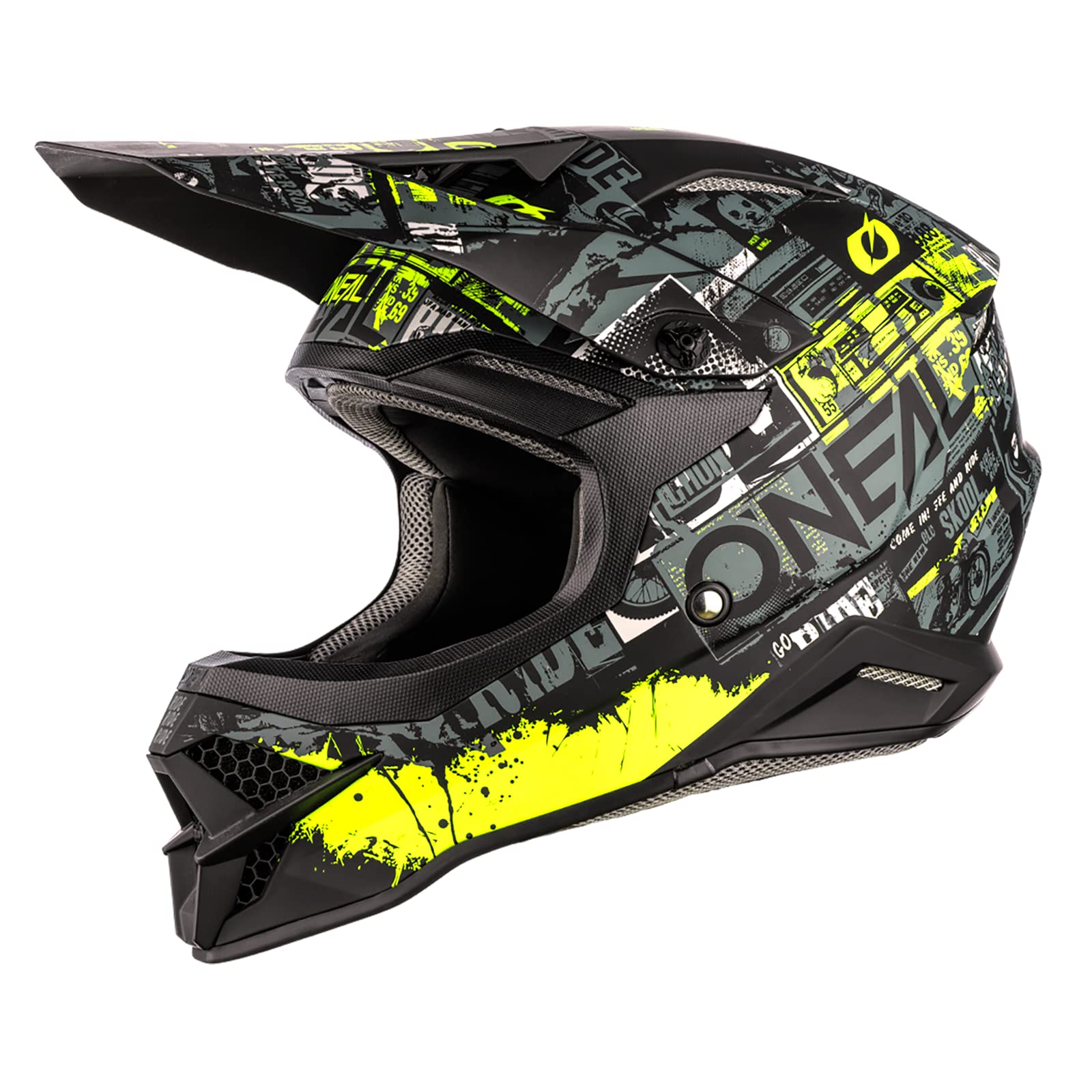 O'NEAL | Motocross-Helm | MX Enduro Motorrad | ABS-Schale, , Lüftungsöffnungen für optimale Belüftung & Kühlung | 3SRS Helmet Ride | Erwachsene | Schwarz Neon-Gelb | Größe XL
