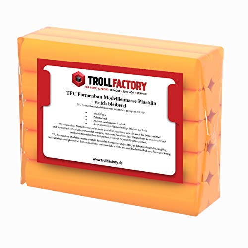 TFC Troll Factory Modelliermasse I Formenbau Plastilin I weich bleibend, orange I 20 x 250 g