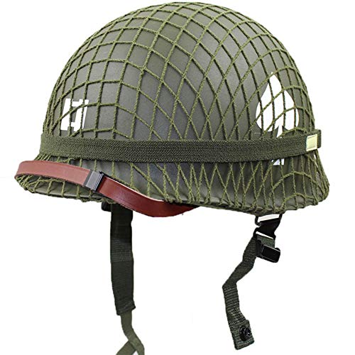 XYLUCKY Perfekte WW2 US Army M1 Green Helm Replik mit Net/Canvas Kinnriemen DIY Malerei