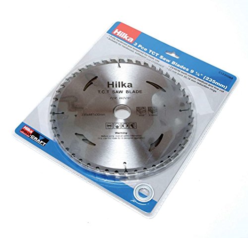 Hilka Professional 3 Pce TCT Kreissägeblätter 235 mm mit 30 mm Bohrung und Adapter Ringe hil51235003