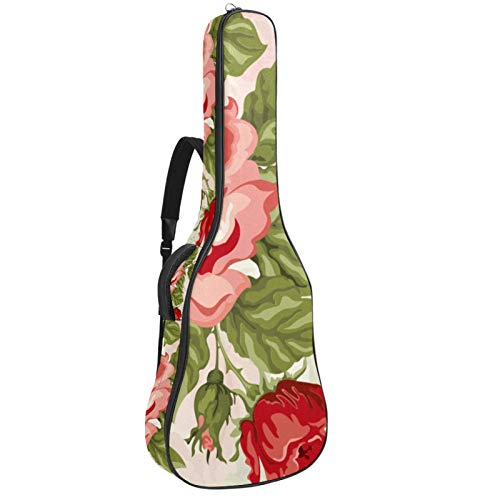 Gitarren-Gigbag, wasserdicht, Reißverschluss, weicher Gitarren-Rucksack, Bassgitarre, Akustik- und klassische Folk-Gitarren-Tasche, elegantes Blumenmuster