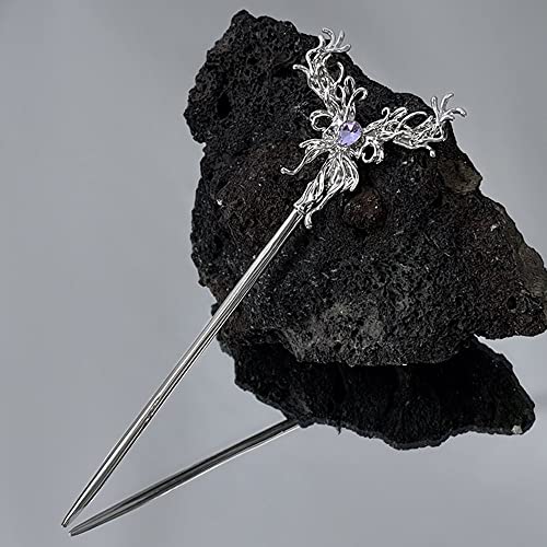 Schmetterlings-Haar-Stick, täglich, exquisites koreanisches Haarnadel-Geschenk, Temperament, Haarschmuck, Legierung, Frisur-Design-Tool Friseurzubehör ( Color : Silver , Size : Blue crystal )