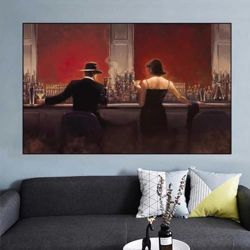 Modernes Wandbild, Bar-Leinwandgemälde, Frau und Mann, Figur, genießen Sie das Trinken, Poster und Drucke, Bilder, Wohnzimmer, Heimdekoration, 70 x 100 cm, ohne Rahmen