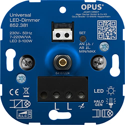 OPUS® Universal-Dimmer für LED-, Glüh- und Halogenlampen Ausführung Universal, Watt 7-220 VA/LED 3-100 W