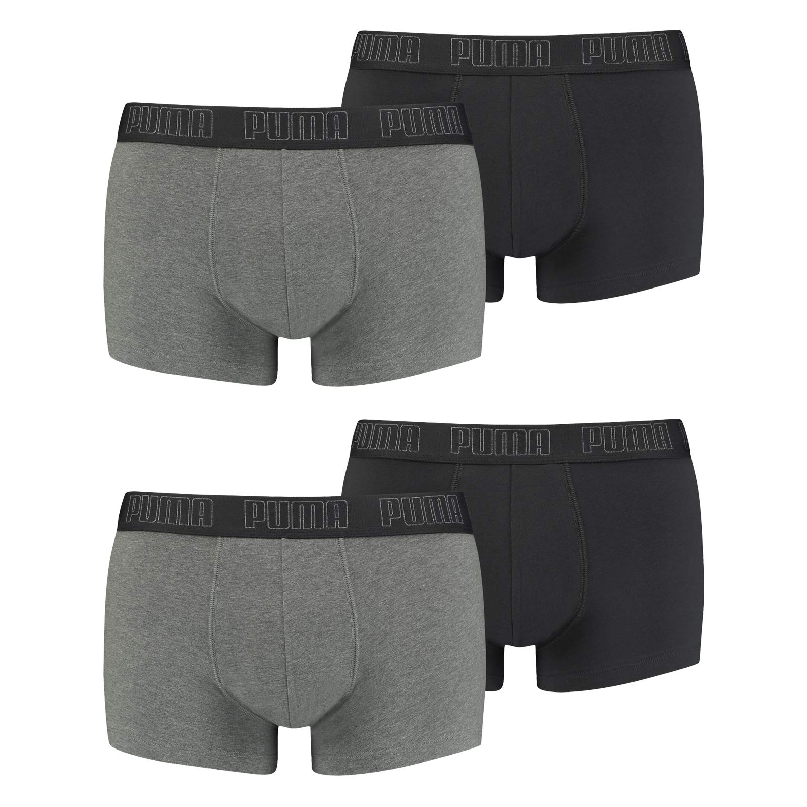 PUMA Herren Shortboxer Unterhosen Trunks 4er Pack, Wäschegröße:L, Artikel:-008 Dark Grey Melange/Black