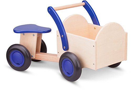 New Classic Toys - 11403 - Spielfahrzeuge - Kinder Holz-Rutscher Rutschauto mit Kasten in Natur Blau