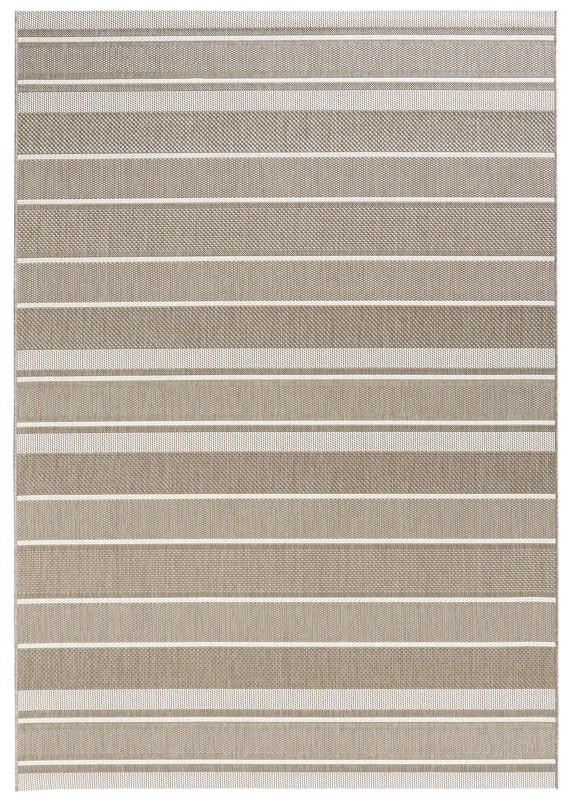 NORTHRUGS In- und Outdoor Teppich Strap 80x200cm - Wetterfest Modernes Streifen Muster Grafisches Design Läufer für Balkon Terrasse Garten Wintergarten Wohnzimmerteppich Wasserfest in Beige