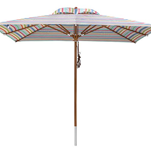 anndora® Sonnenschirm Gartenschirm 3 x 3 m eckig wasserabweisend - mit Winddach gestreift 7 Farben