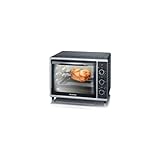 SEVERIN Back- und Toastofen mit Umluftfunktion, Mini Backofen mit Grillrost und Backblech, 30 L Kapazität, 1.600 W, silber /schwarz, TO 2056