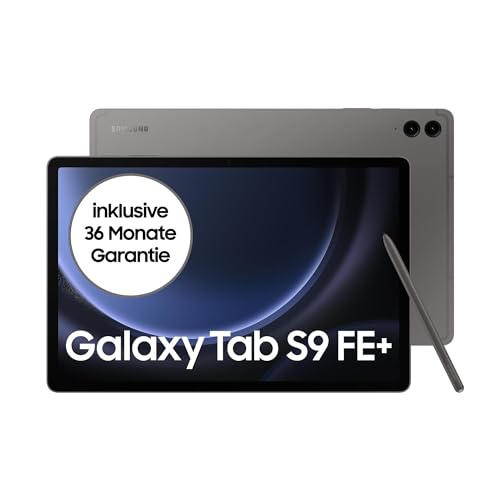 Samsung Galaxy Tab S9 FE+ Android-Tablet, 256 GB Speicher, Mit Stift (S Pen), Lange Akkulaufzeit, Simlockfrei ohne Vertrag, 5G, Grau, Inkl. 12 Monate Herstellergarantie [Exklusiv bei Amazon]
