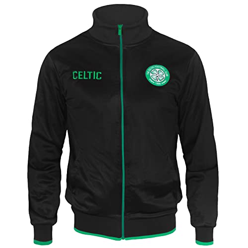 Celtic FC - Herren Trainingsjacke im Retro-Design - Offizielles Merchandise - Geschenk für Fußballfans - Schwarz - XL