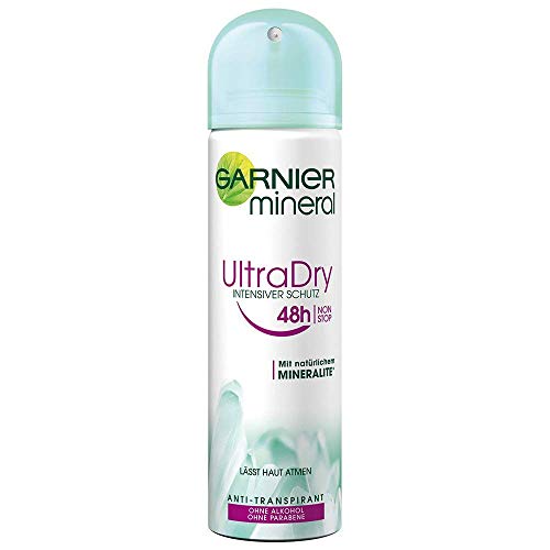 Garnier Deo Spray, Anti-Transpirant, intensiver Schutz vor Körpergeruch & Achselnässe, bis zu 48 h Wirkung, ohne Alkohol, Mineral UltraDry, 6er Pack, 6 x 150 ml