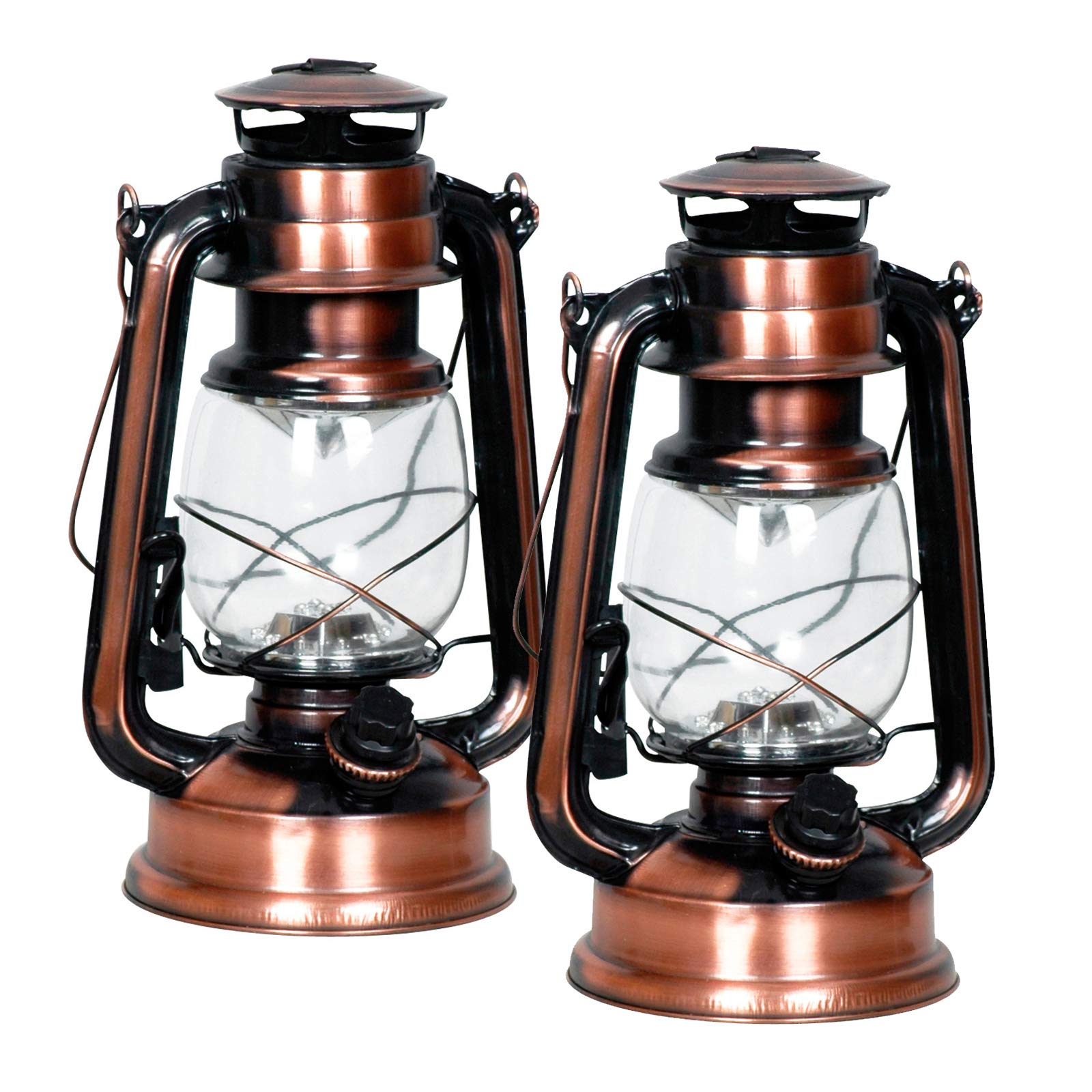 Eaxus® 2er Set LED Laterne im Design einer Öllampe - Dimmbar ☀️ Schöne Wohnzimmer-Deko & Gartendeko, Farbe Kupfer Bronze