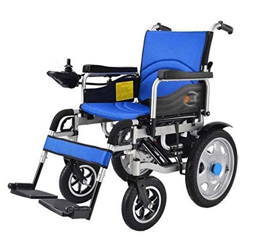 AOLI Heavy Duty Elektro-Rollstuhl, 34kg Leichte faltbare Elektro-Rollstuhl, 360 & Deg; Rocker, Sitzbreite 45 cm, Unterstützung 120 kg, 4 Stoßdämpfer Elektro-Rollstuhl,bule