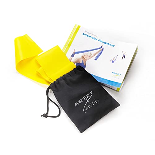 ARTZT vitality Fitnessbänder für Home Training, Kraft, Therapie | Latex | 2,50 m | 4 Stärken Gelb | Leicht, 250 cm