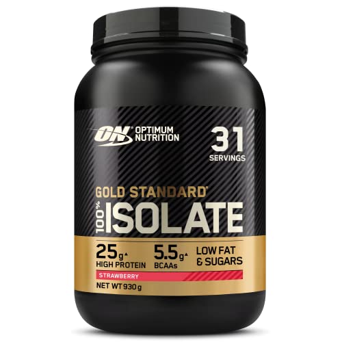 Optimum Nutrition Gold Standard Isolate Protein Pulver (mit Glutamin und Aminosäuren. Whey Isolate Eiweisspulver von ON) Strawberry, 31 Portionen, 0,93kg