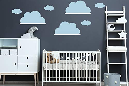 Wandtattoo Wolkenaufkleber 3x Große Vinyl Wolke passend für IKEA RiBBA MOSSLANDA LACK Wandregal (3x 28cm(H) x55cm(B) Pastellblau)