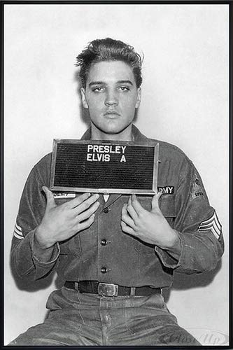 Close Up Elvis Presley Poster Mugshot Polizeifoto (93x62 cm) gerahmt in: Rahmen schwarz