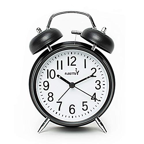 FLOITTUY {Lauter Alarm für Tiefschläfer) 10,2 cm Doppelglockenwecker mit Hintergrundbeleuchtung für Schlafzimmer und Heimdekoration (schwarz)