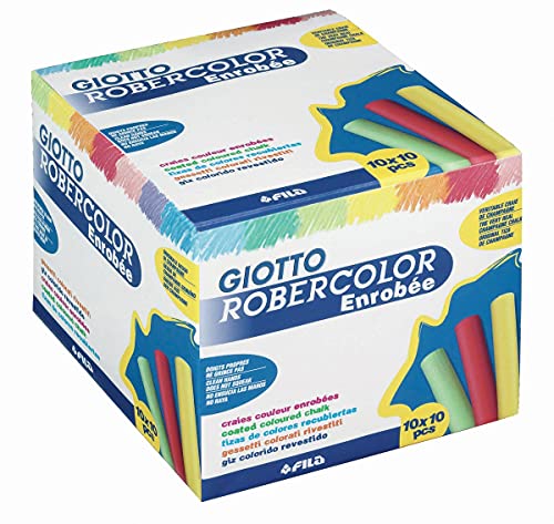 Giotto 46302 5394 0 - RoberColor Enrobee Wandtafelkreide, Karton mit 100 Stück in sortierten Farben