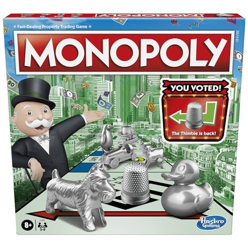 Monopoly Spiel, Familien-Brettspiel für 2 bis 6 Spieler, Monopoly-Brettspiel für Kinder ab 8 Jahren, inklusive Fan Vote Community Chest Karten