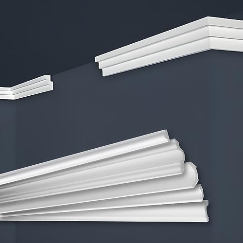 Marbet Deckenleisten aus Styropor XPS - Hochwertige Stuckleisten leicht & robust im modernen Design - (50 Meter Sparpaket E-17-19x30mm) Zierleisten