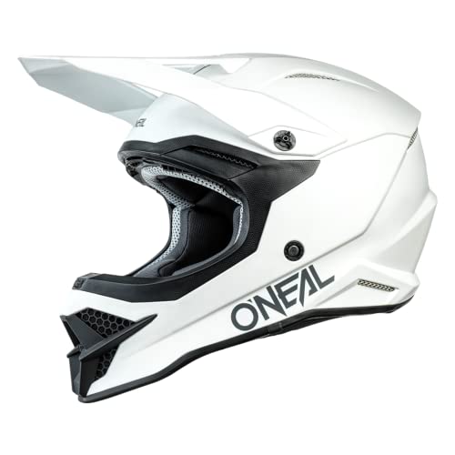 O'NEAL | Motorrad-Helm | Motocross Enduro | Sicherheitsnormen ECE 22.05, Schale aus ABS, Lüftungsöffnungen für optimale Belüftung & Kühlung | 3SRS Helmet Solid | Erwachsene | Weiß | Größe L