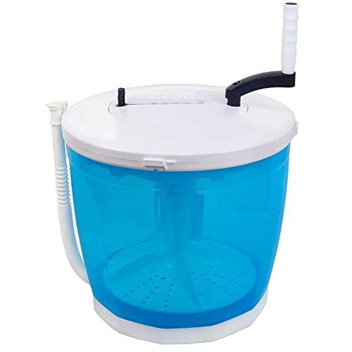 SilteD Mini tragbare manuelle Handkurbel-Waschmaschine, zum Waschen von Socken, Picknick, Gemüse, Dehydrierung (Farbe: Blau)