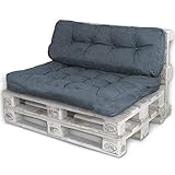 Bobo Palettenkissen Palettenauflagen Sitzkissen Rückenlehne Kissen Palette Polster Sofa Couch (Set Sitzfläche + Rückenteil, Dunkelgrau)