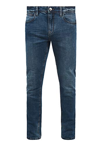 Indicode Aldersgate Herren Jeans-Hose Lange Hose Denim aus hochwertiger Baumwoll-Mischung Destroyed-Optik/Used-Look, Größe:W33/32, Farbe:Medium Indigo (869)
