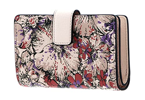 Coccinelle Metallic Flower Print Wallet Printed Grained Leather MUL. Creamy Pink
