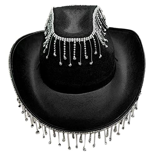 Mumuve Cowboyhüte, Strass Cowgirl Hüte Rave Kuh Mädchen Hut mit Strass Erwachsene Größe Cowboy Hut für Party 3 Farbe