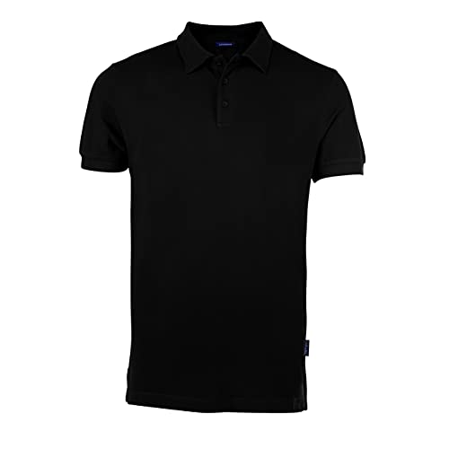 HRM Herren Luxury Polo, schwarz, Gr. S I Premium Polo Shirt Herren aus 100% Baumwolle I Basic Polohemd bis 60°C farbecht waschbar I Hochwertige & nachhaltige Herren-Bekleidung