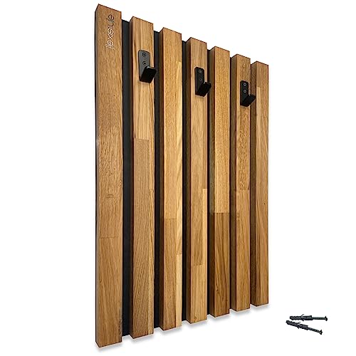 FLEXISTYLE Kleiderhaken wand Wandgarderobe Garderobe Holz Eiche Lamellen Schwarz 4 Dimensionen (40x60cm)