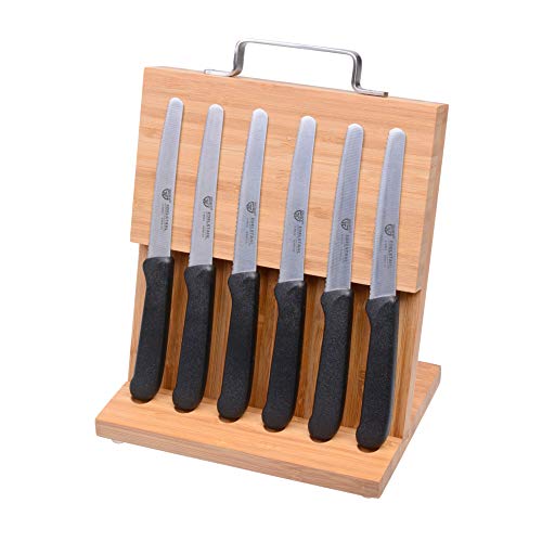 GRÄWE Magnet-Messerhalter Bambus mit Brötchenmessern schwarz