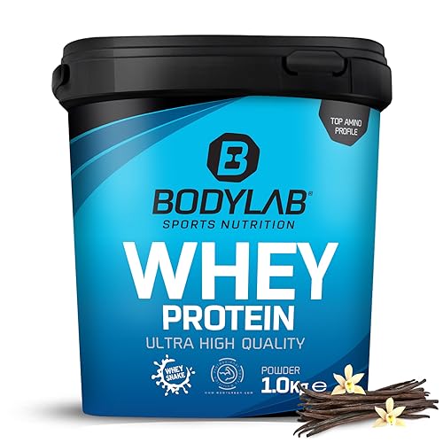 Protein-Pulver Bodylab24 Whey Protein Vanille 1kg, Protein-Shake für Kraftsport & Fitness, Whey-Pulver kann den Muskelaufbau unterstützen, Hochwertiges Eiweiss-Pulver mit 80% Eiweiß, Aspartamfrei