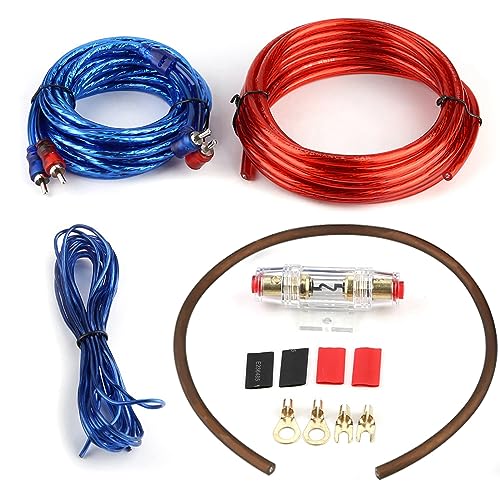 Yctze Subwoofer Plus Kabel Mit Sicherung - Endstufe Kabel Anschlusskabel Kfz Verstärker Kabelsatz Anschluss Car Audio Subwoofer Verstärker Lautsprecher Installation Kabel Kit Mit Sicherung