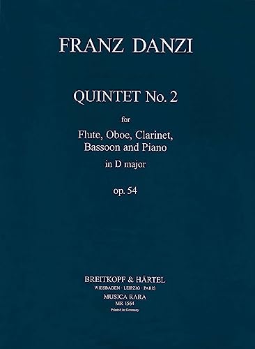 Quintett D-dur op. 54 für Flöte, ob, Klarinette, Fagott und Klavier - Partitur und Stimmen (MR 1564)